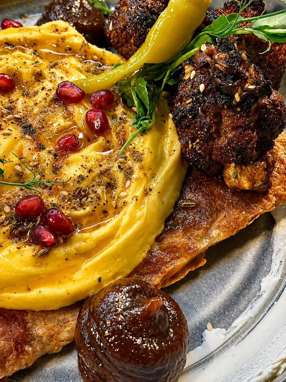 Middle Eastern Chilli Scrammy with soft scrambled eggs and roasted cauliflower